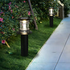 Éclairage paysager cylindrique en métal solaire pour patio