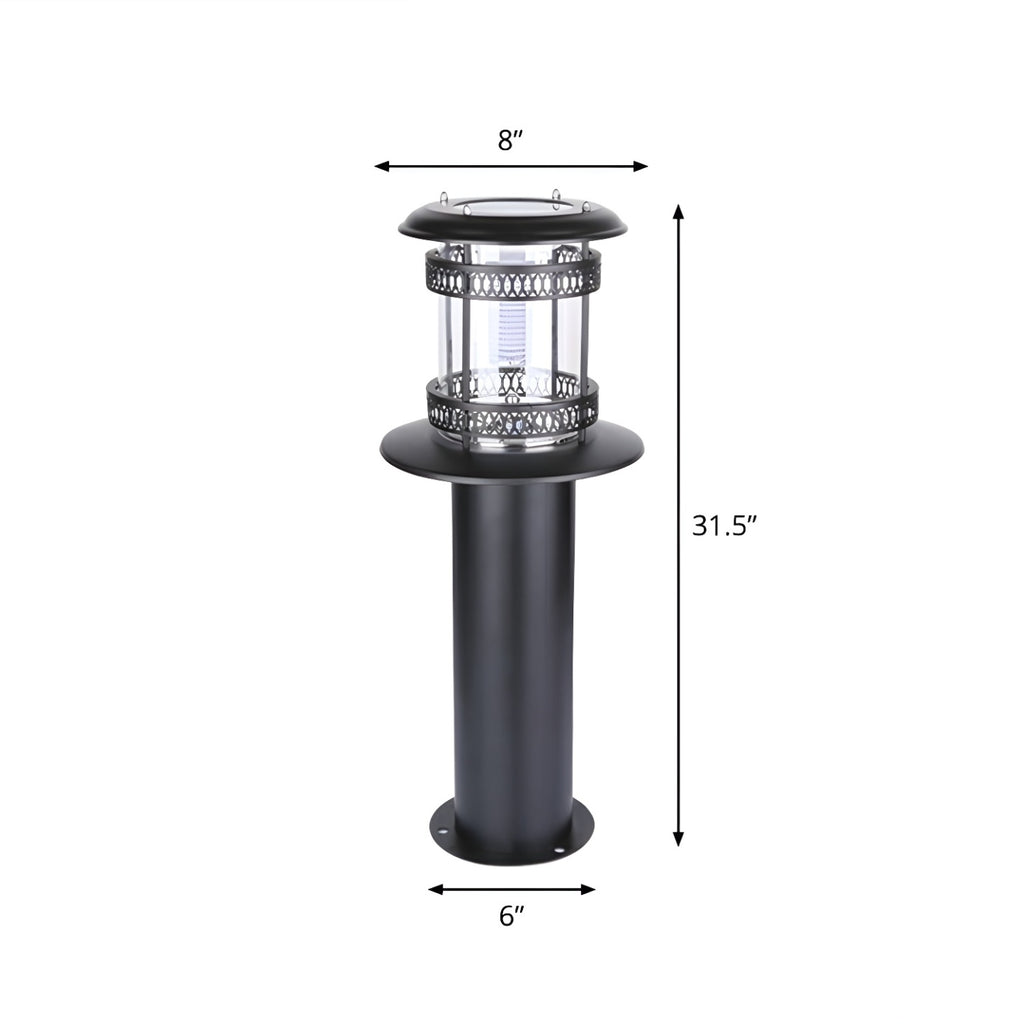 Éclairage paysager cylindrique en métal solaire pour patio