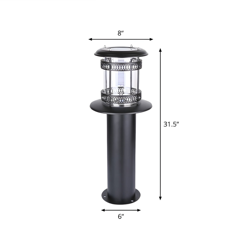 Éclairage paysager cylindrique en métal solaire pour patio