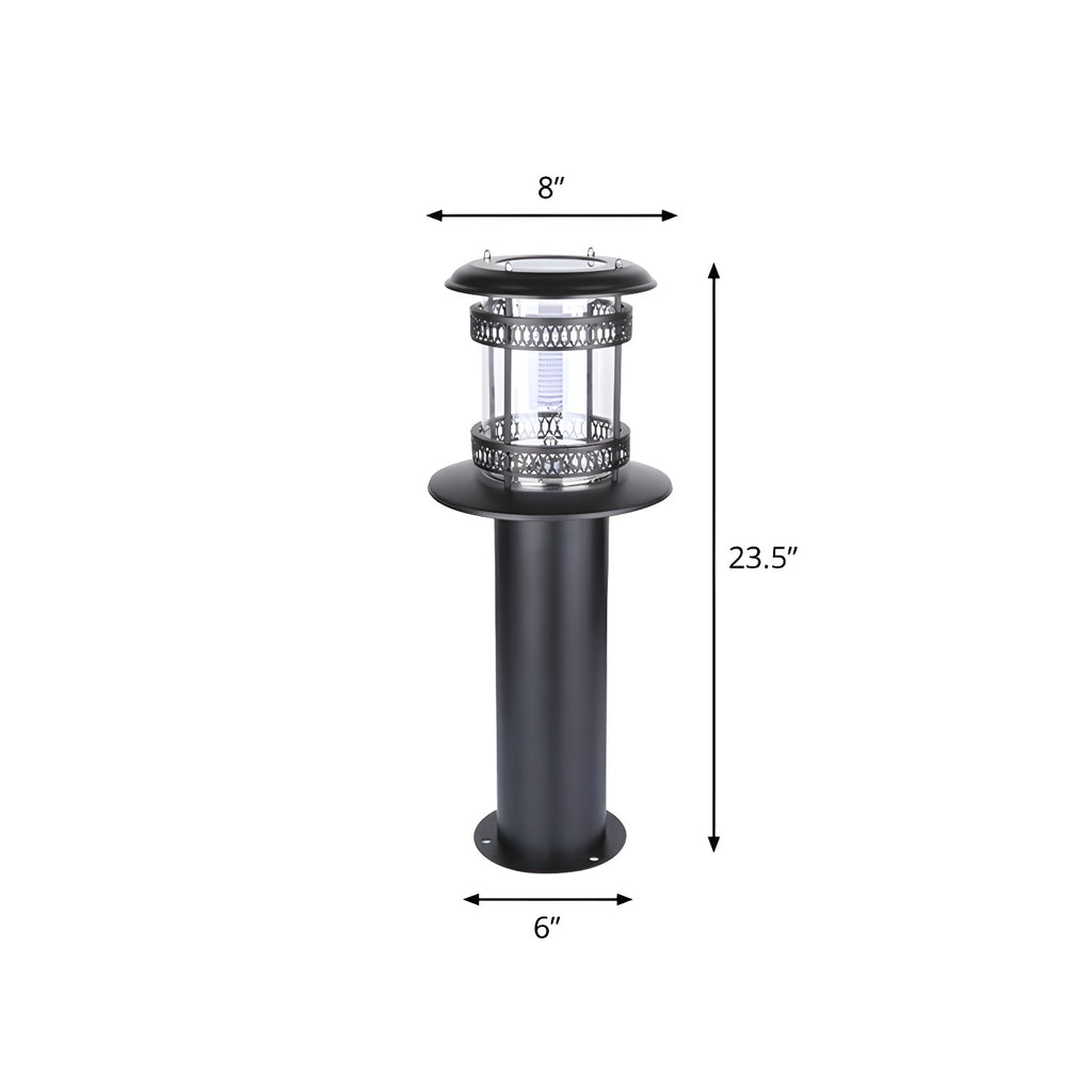 Éclairage paysager cylindrique en métal solaire pour patio