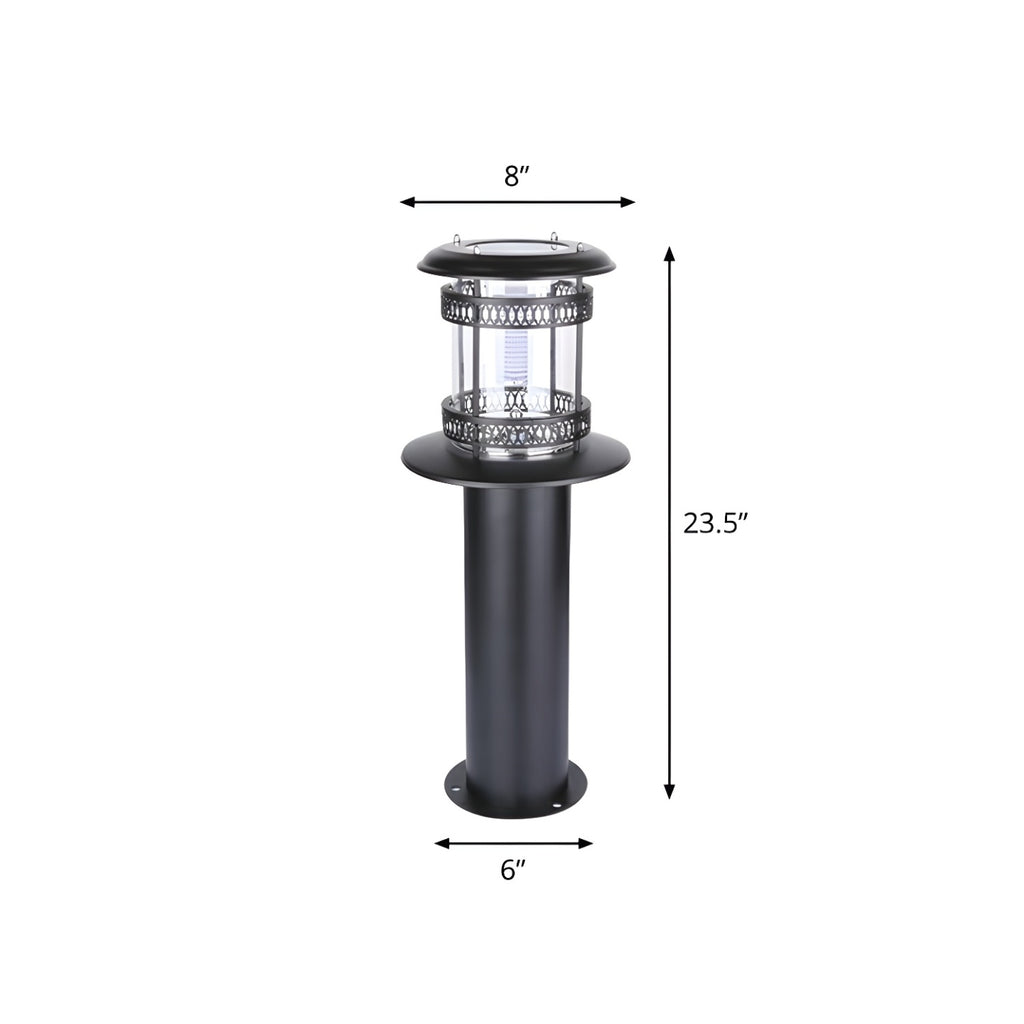 Éclairage paysager cylindrique en métal solaire pour patio