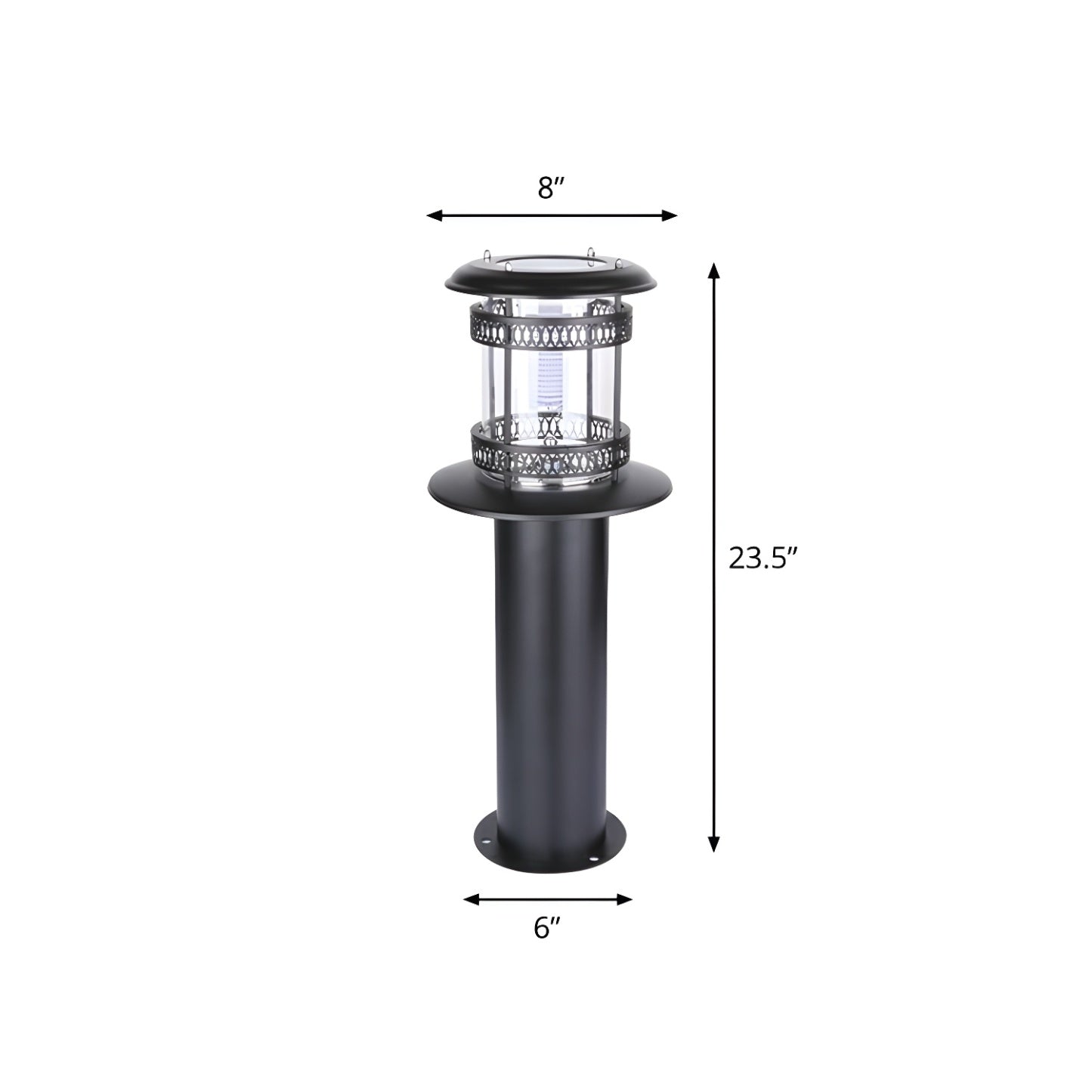 Éclairage paysager cylindrique en métal solaire pour patio