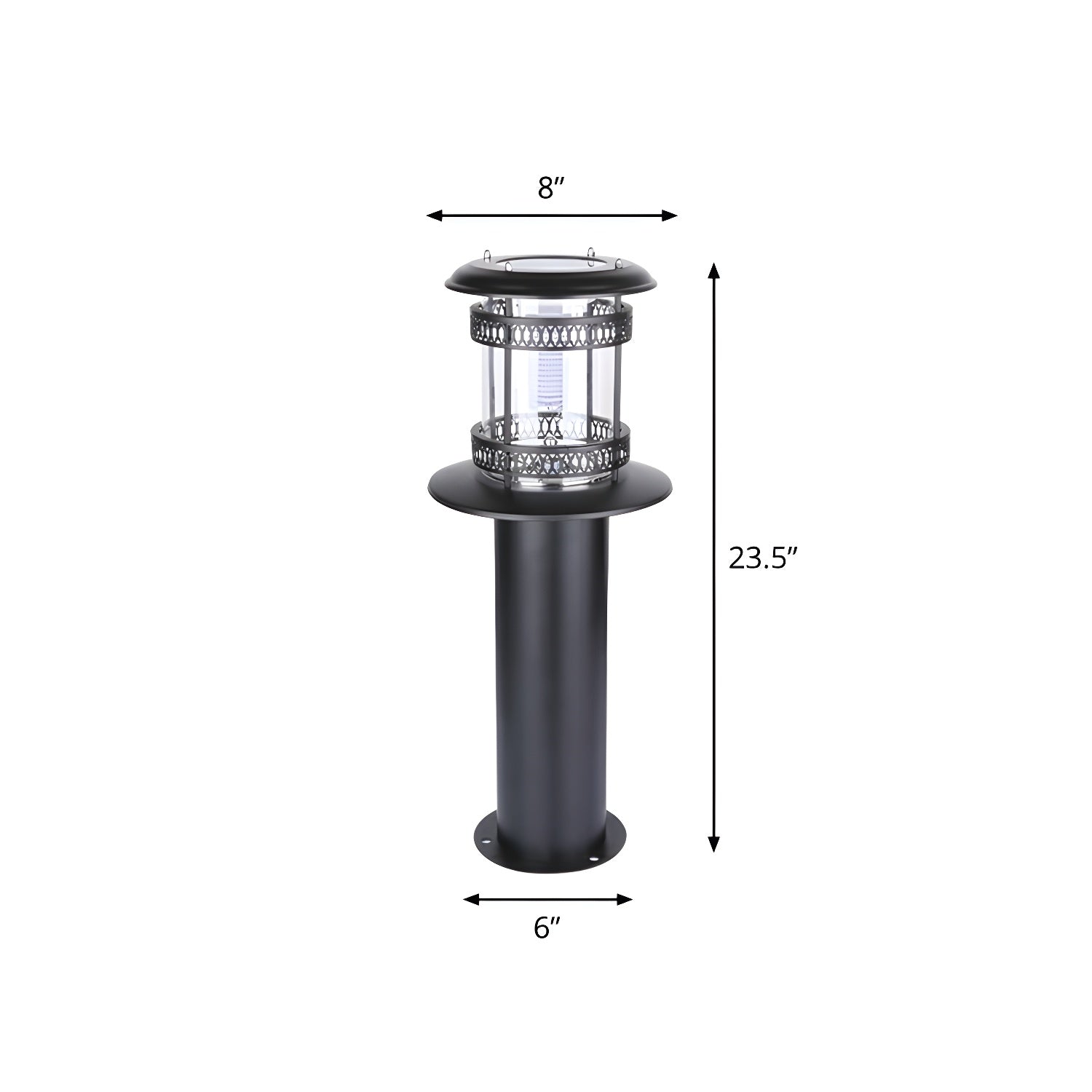 Éclairage paysager cylindrique en métal solaire pour patio