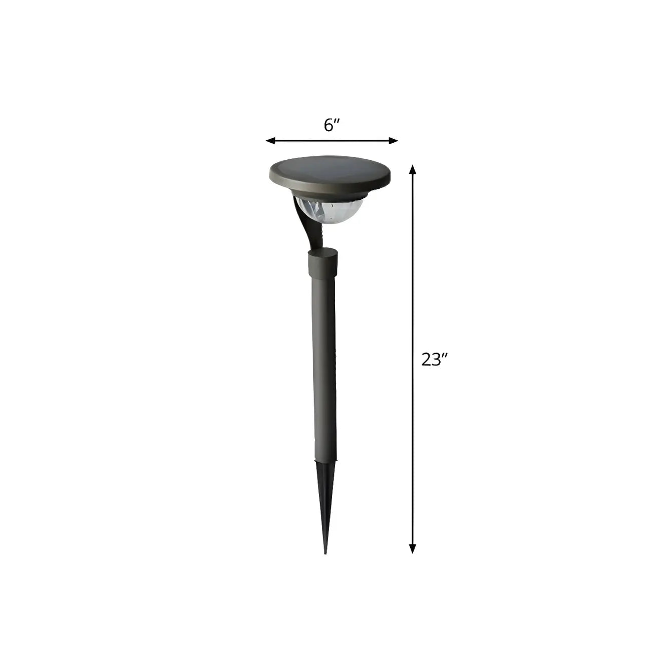 Lampe solaire à piquet gris foncé simple avec abat-jour en plastique.