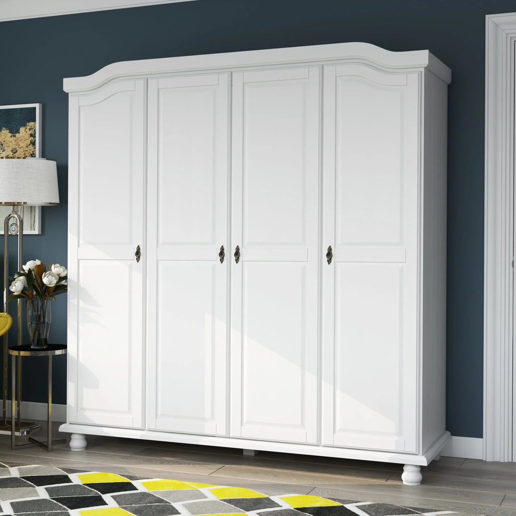 Armoire-penderie Kyle 4 portes de Palace Imports, 100 % bois massif, avec portes en bois massif ou miroir