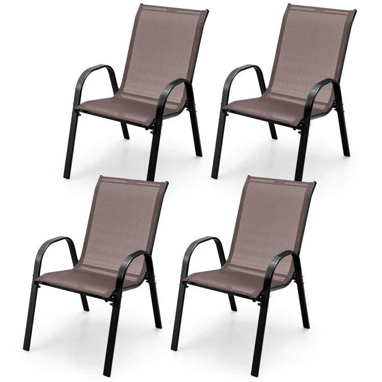 Set di 4 sedie da pranzo impilabili da esterno con braccioli - 73,5 x 54,5 x 90 cm (L x P x A)