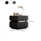 Table de chevet moderne avec plateau en cuir noir et 2 tiroirs