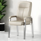 Chaise de bureau moderne HomeyFad en cuir et métal, à 4 pieds et accoudoirs