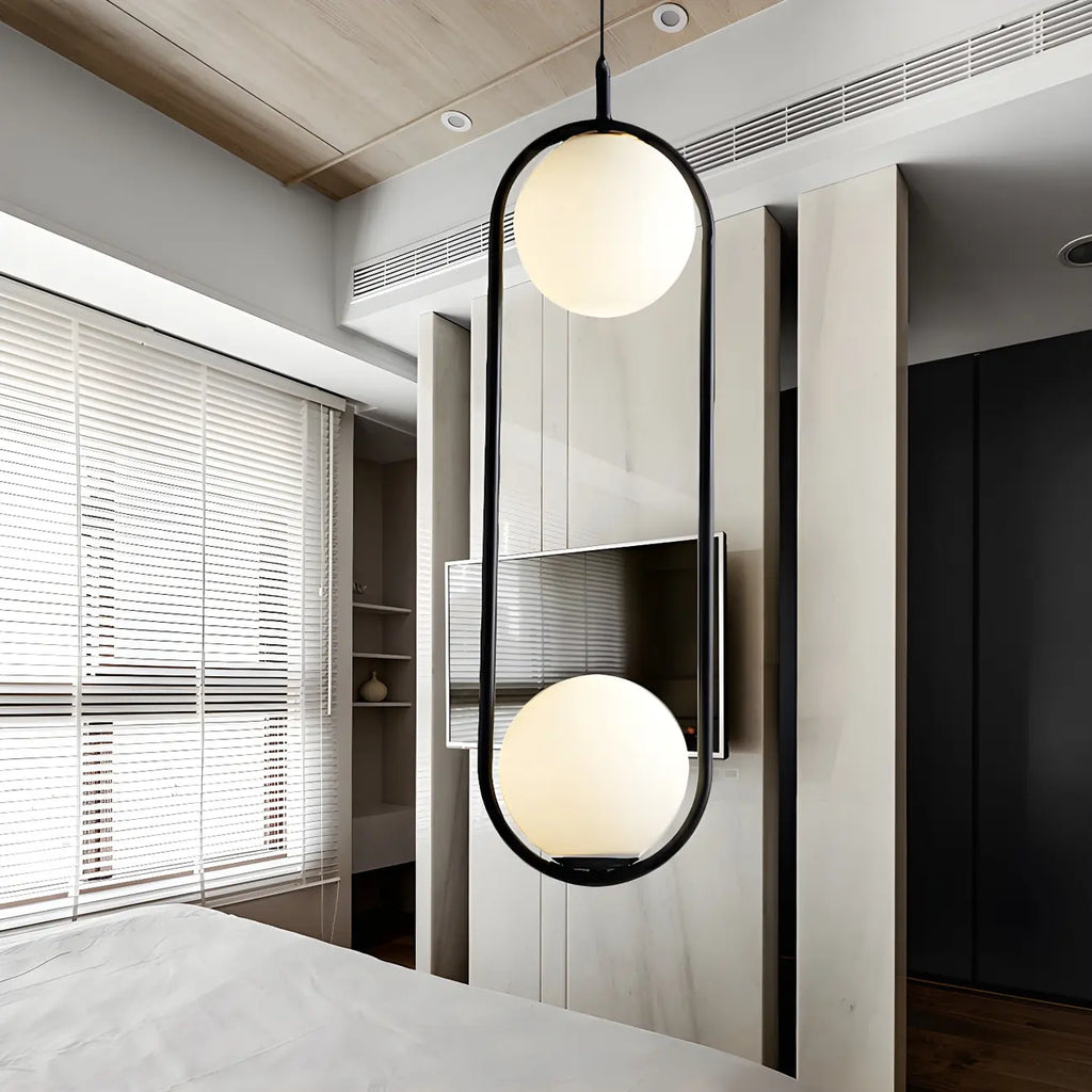 Suspension élégante Globe noire et dorée pour chambre à coucher