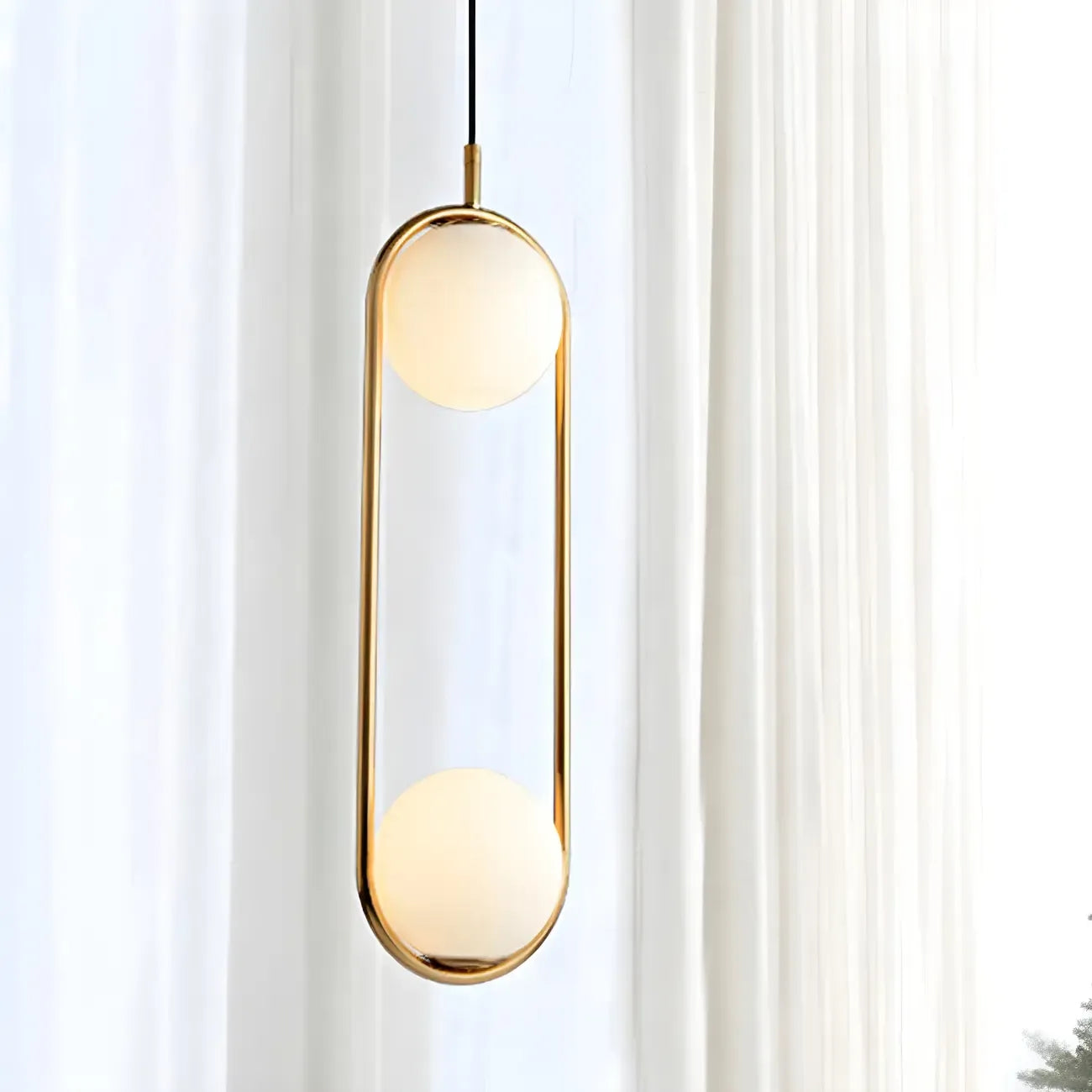 Suspension élégante Globe noire et dorée pour chambre à coucher