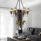 Lustre moderne industriel cylindrique en verre noir