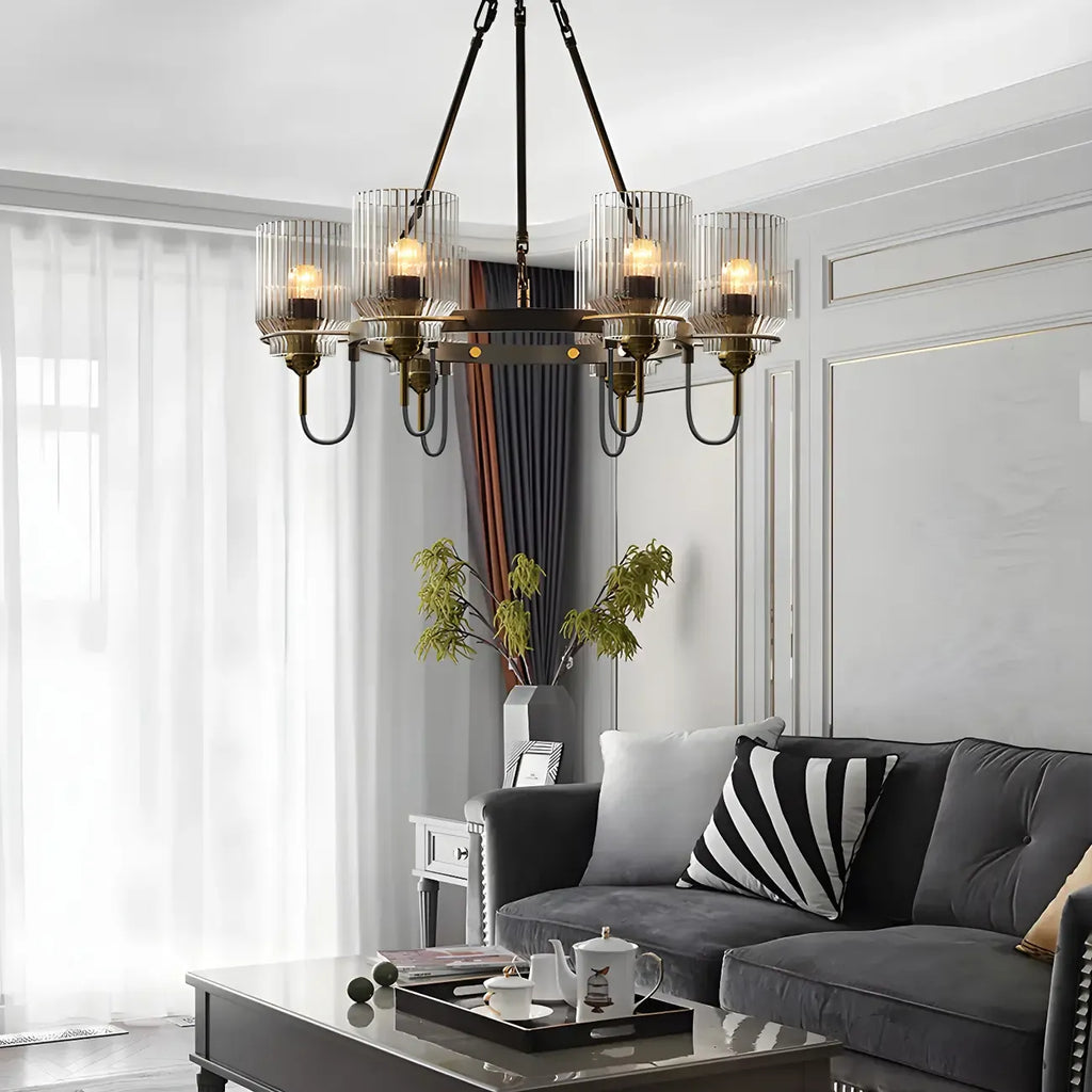 Lustre moderne industriel cylindrique en verre noir
