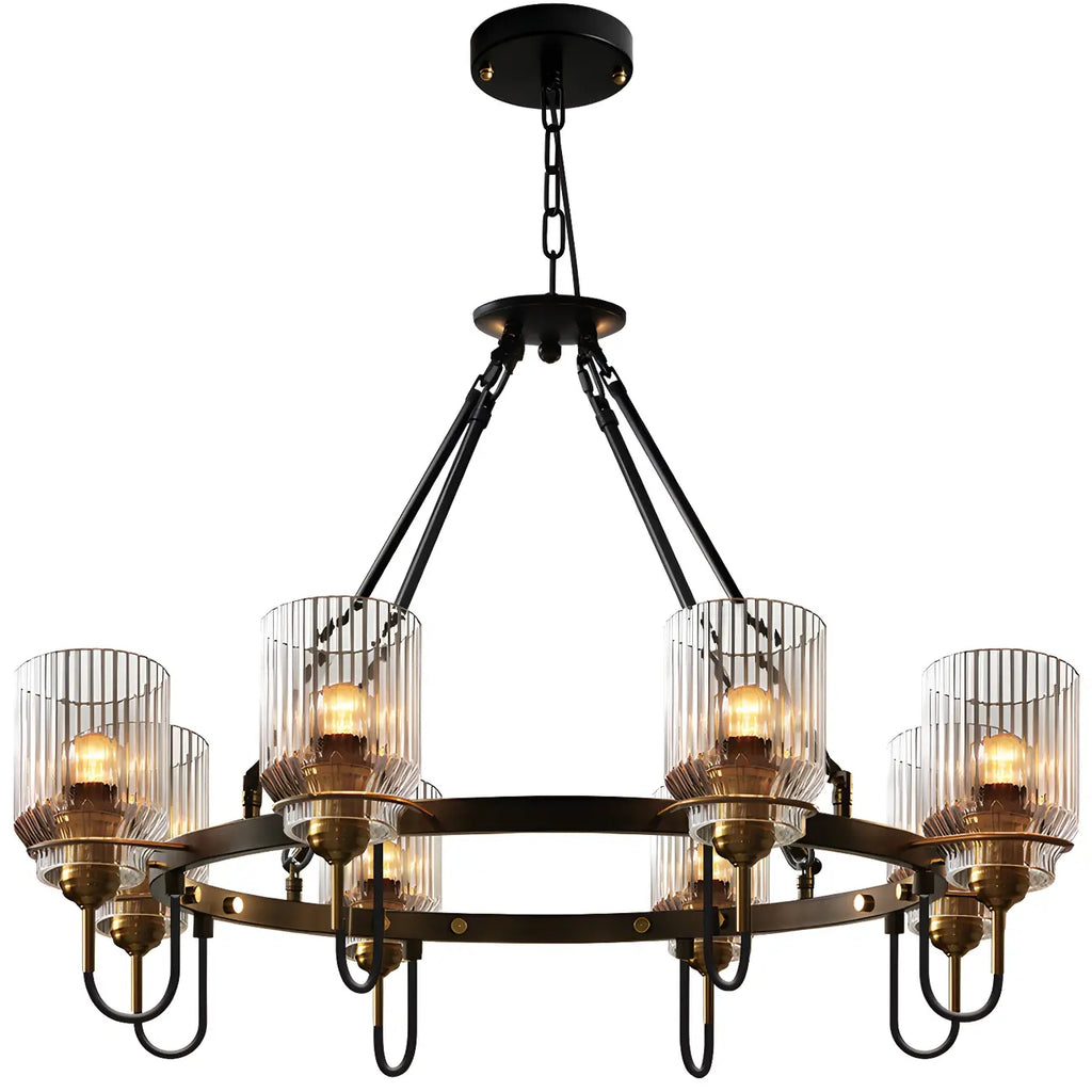 Lustre moderne industriel cylindrique en verre noir