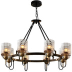 Lustre moderne industriel cylindrique en verre noir