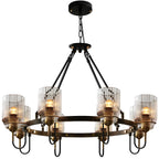Lustre moderne industriel cylindrique en verre noir