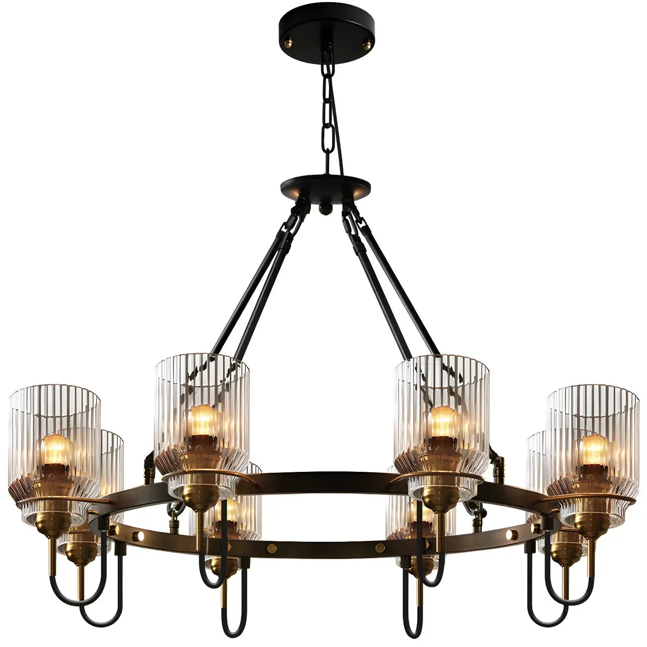 Lustre moderne industriel cylindrique en verre noir
