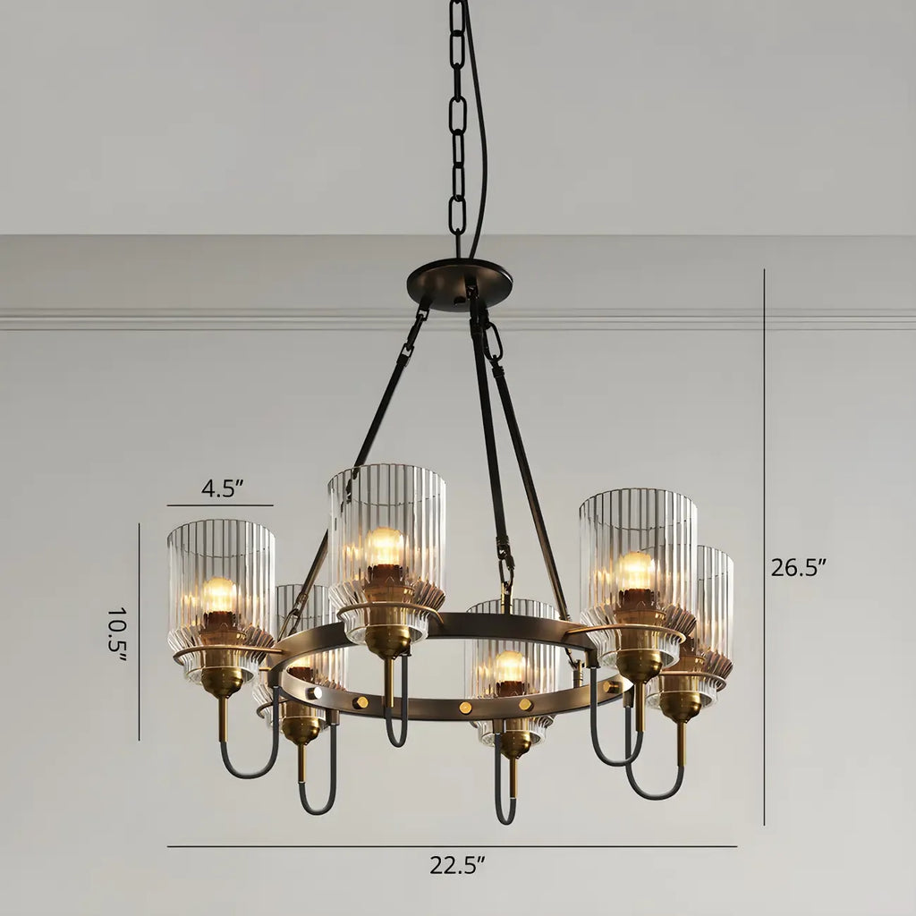 Lustre moderne industriel cylindrique en verre noir