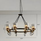 Lustre moderne industriel cylindrique en verre noir