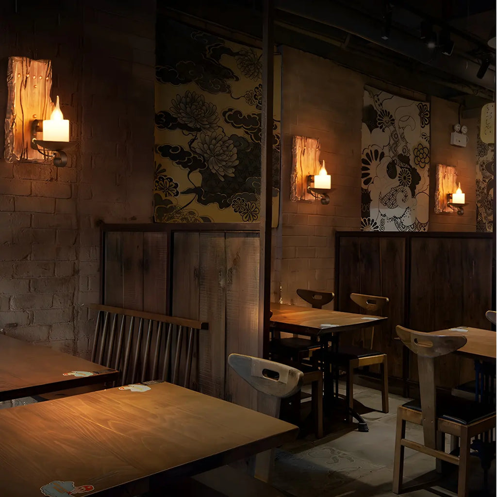Applique murale LED style lanterne industrielle vintage avec accent en bois