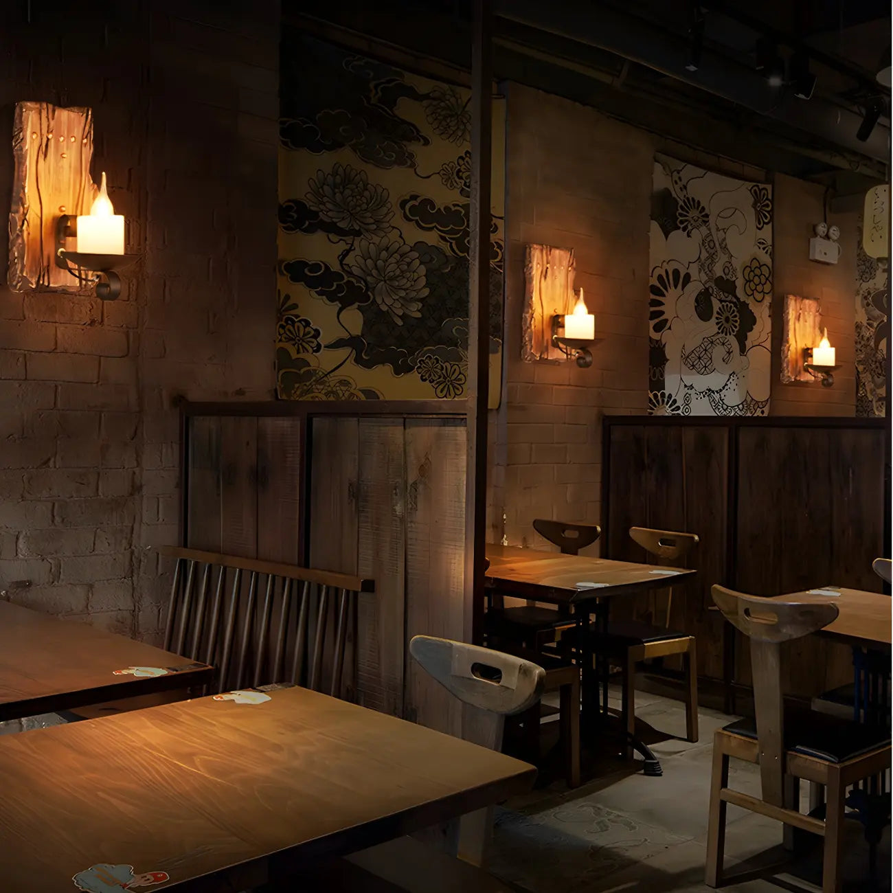 Applique murale LED style lanterne industrielle vintage avec accent en bois
