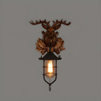 Applique murale LED style lanterne industrielle vintage avec accent en bois