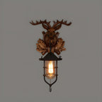 Applique murale LED style lanterne industrielle vintage avec accent en bois