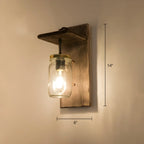 Applique murale LED style lanterne industrielle vintage avec accent en bois