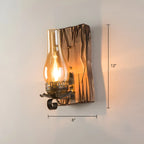 Applique murale LED style lanterne industrielle vintage avec accent en bois