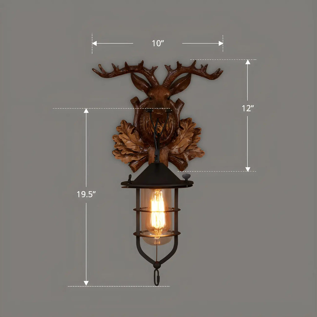 Applique murale LED style lanterne industrielle vintage avec accent en bois