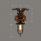 Applique murale LED style lanterne industrielle vintage avec accent en bois