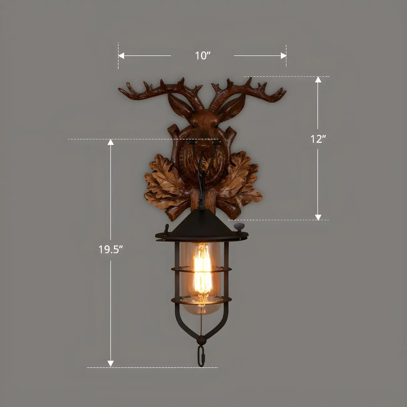 Applique murale LED style lanterne industrielle vintage avec accent en bois