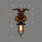 Applique murale LED style lanterne industrielle vintage avec accent en bois