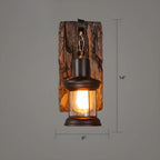Applique murale LED style lanterne industrielle vintage avec accent en bois