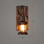 Applique murale LED style lanterne industrielle vintage avec accent en bois