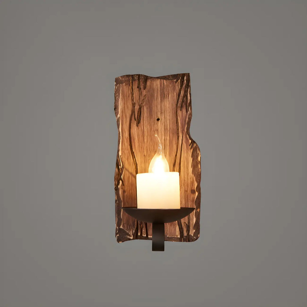 Applique murale LED style lanterne industrielle vintage avec accent en bois