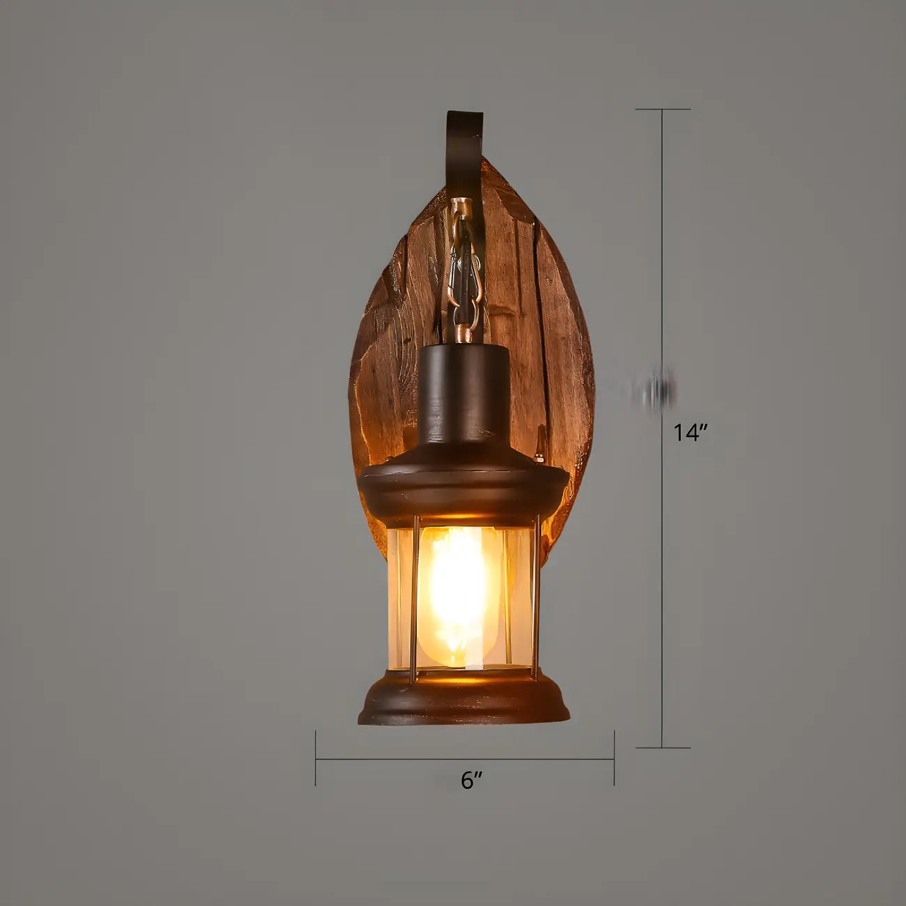 Applique murale LED style lanterne industrielle vintage avec accent en bois