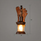 Applique murale LED style lanterne industrielle vintage avec accent en bois