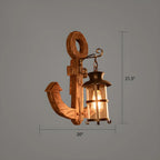 Applique murale LED style lanterne industrielle vintage avec accent en bois
