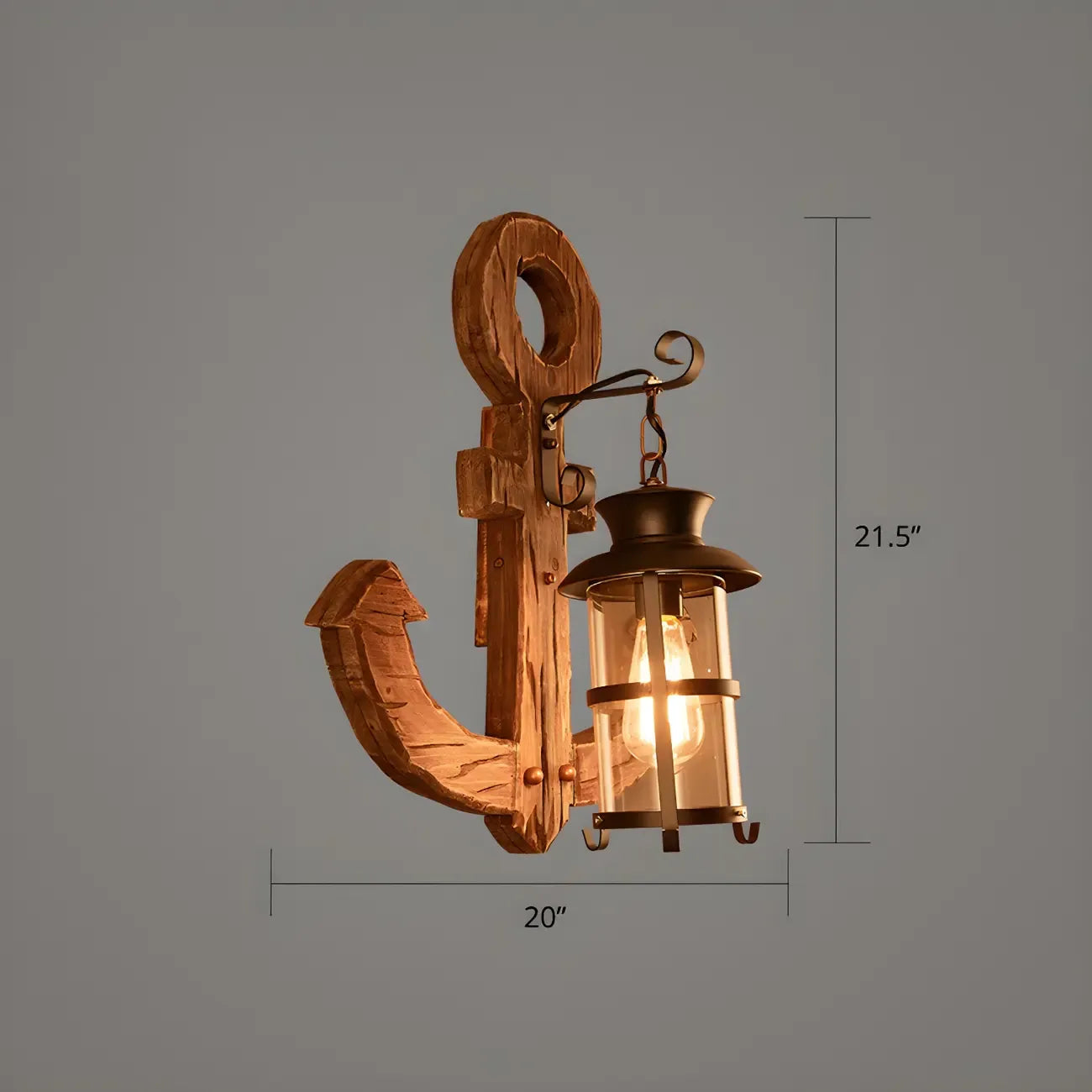 Applique murale LED style lanterne industrielle vintage avec accent en bois
