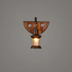 Applique murale LED style lanterne industrielle vintage avec accent en bois