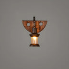 Applique murale LED style lanterne industrielle vintage avec accent en bois