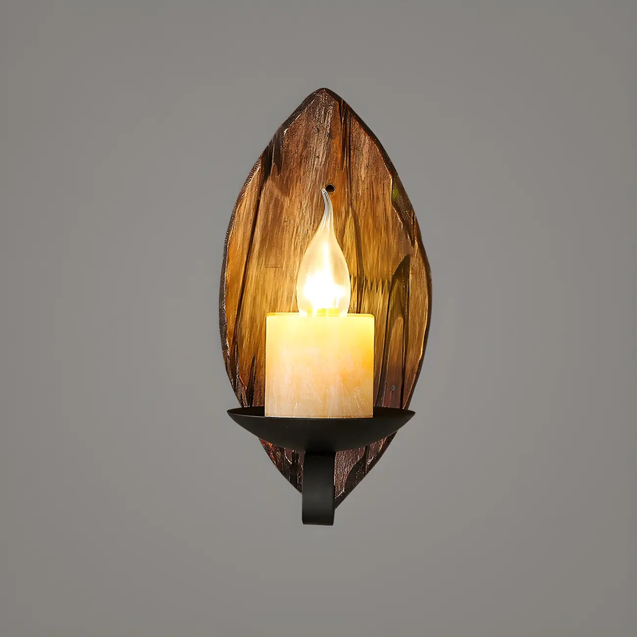 Applique murale LED style lanterne industrielle vintage avec accent en bois