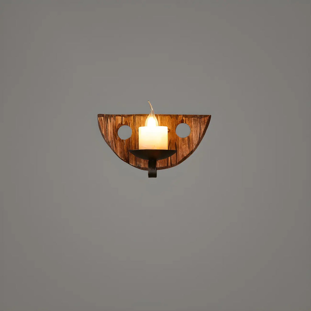 Applique murale LED style lanterne industrielle vintage avec accent en bois