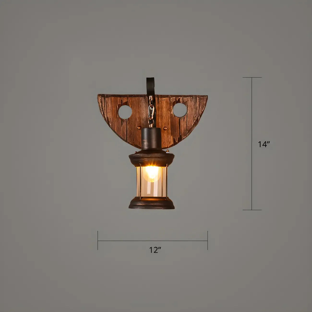 Applique murale LED style lanterne industrielle vintage avec accent en bois