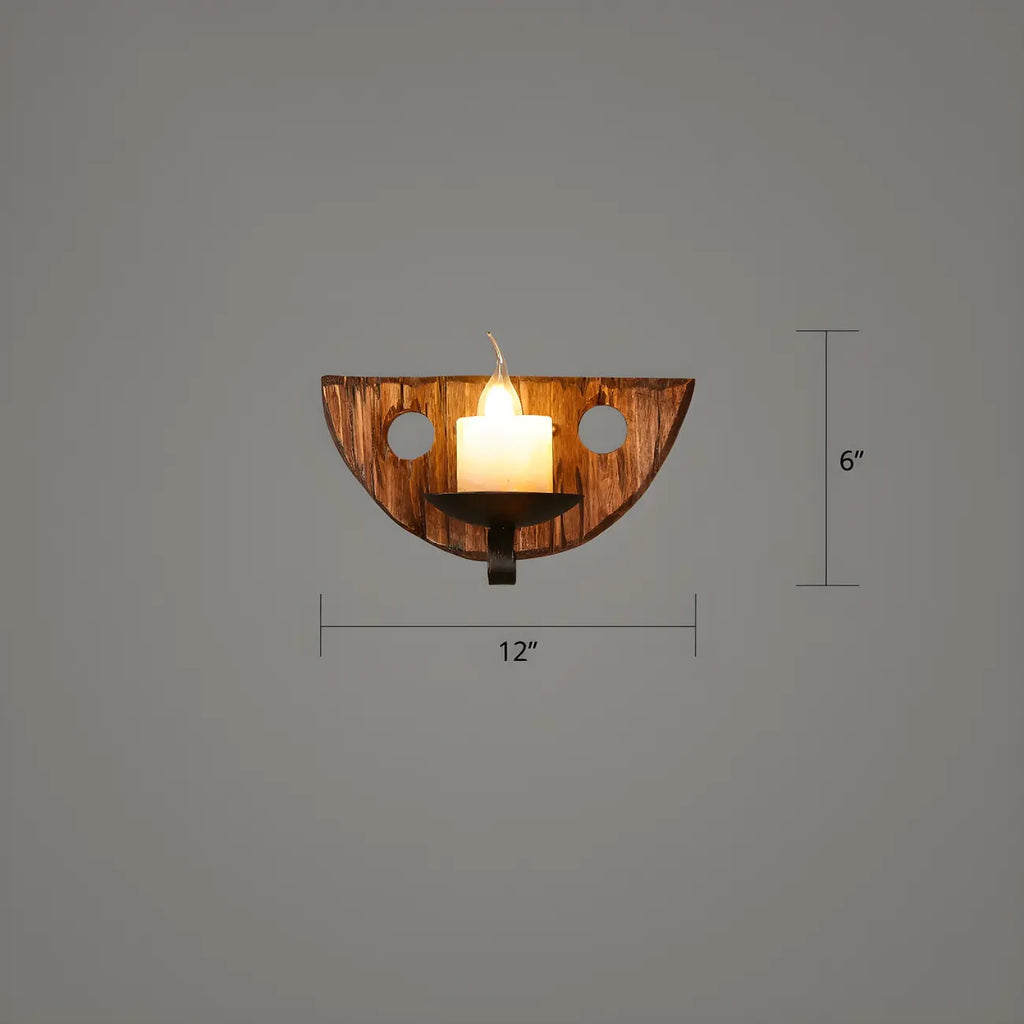 Applique murale LED style lanterne industrielle vintage avec accent en bois