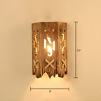 Applique murale LED style lanterne industrielle vintage avec accent en bois