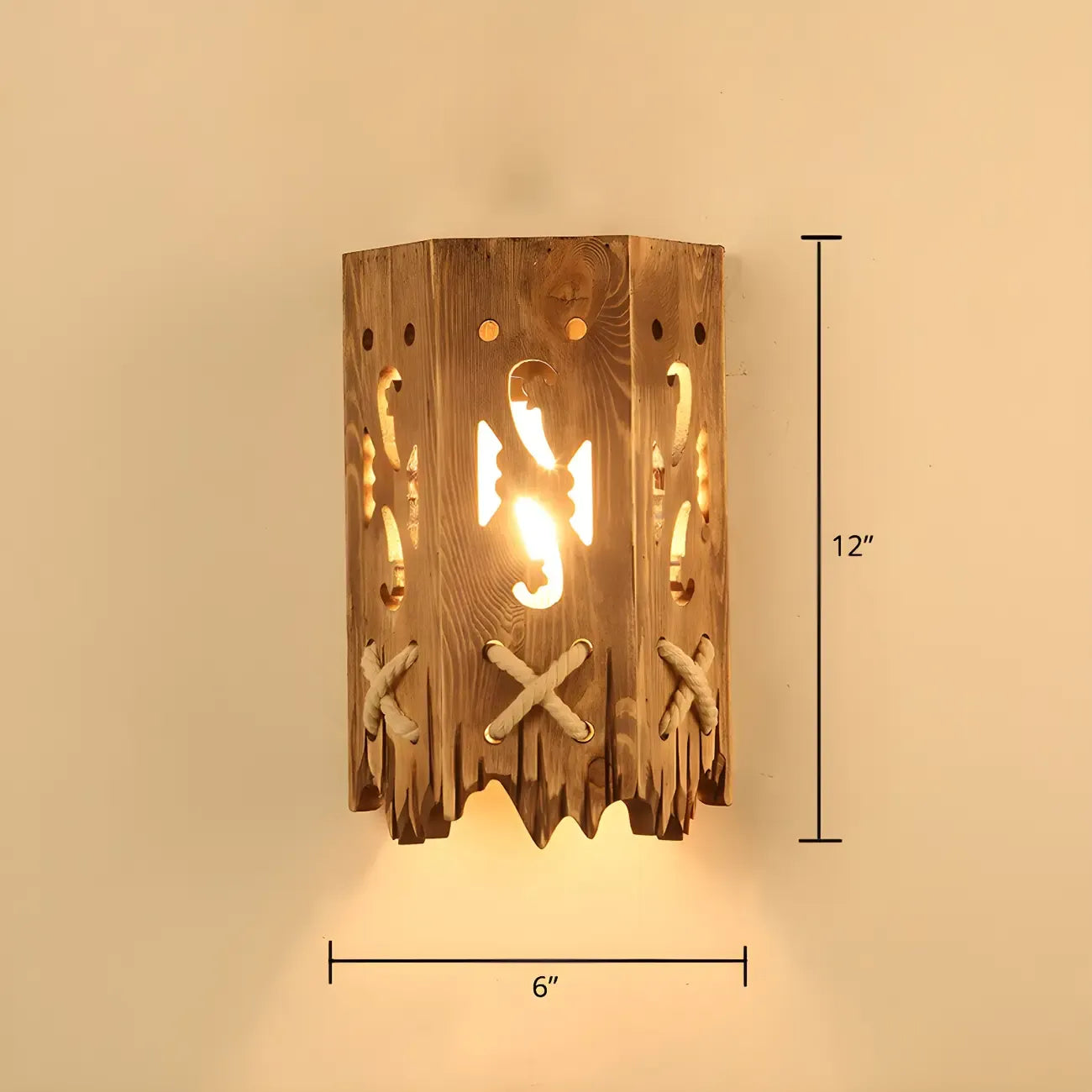 Applique murale LED style lanterne industrielle vintage avec accent en bois