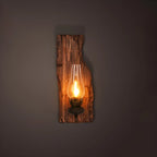 Applique murale industrielle en bois vieilli et verre noir