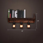 Applique murale industrielle en bois vieilli et verre noir