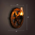 Applique murale industrielle en bois vieilli et verre noir